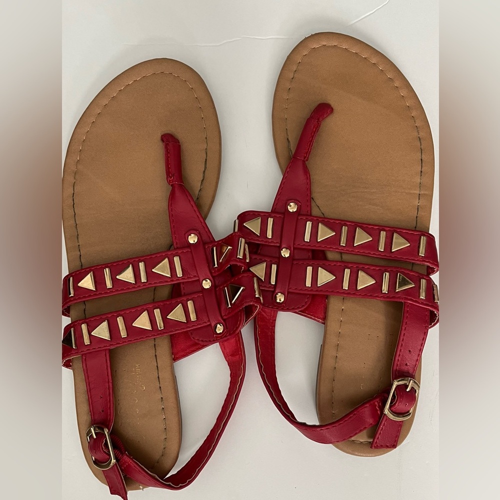 Red Studded Gladiator Sandals | Women’s Size 7